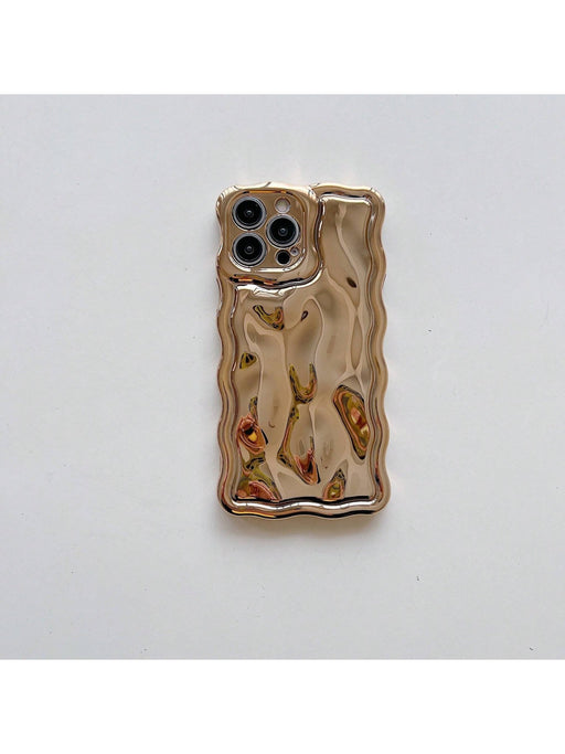 Shein Funda premium con textura de meteorito floral electrochapada dorada, compatible con iPhone 13 pro max - Quierox - Tienda Online