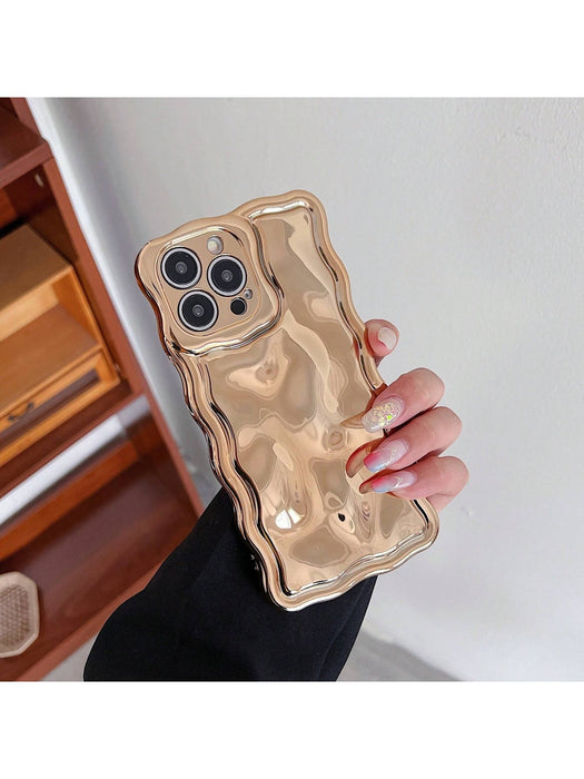 Shein Funda premium con textura de meteorito floral electrochapada dorada, compatible con iPhone 13 pro max - Quierox - Tienda Online