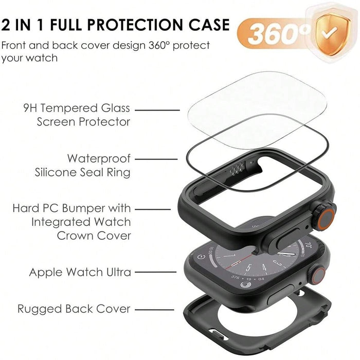 Shein Funda protectora de pantalla Series 9/8/7/6/5/4/SE 2, cubierta frontal y trasera compatible con 45 mm, 41 mm, 44 mm y 40 mm - Quierox - Tienda Online