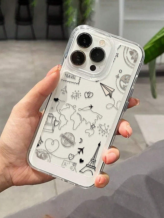Shein Funda protectora de TPU con diseño de avión de papel, anticaídas, compatible con iPhone - Quierox - Tienda Online