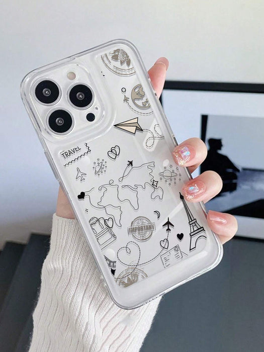 Shein Funda protectora de TPU con diseño de avión de papel, anticaídas, compatible con iPhone - Quierox - Tienda Online
