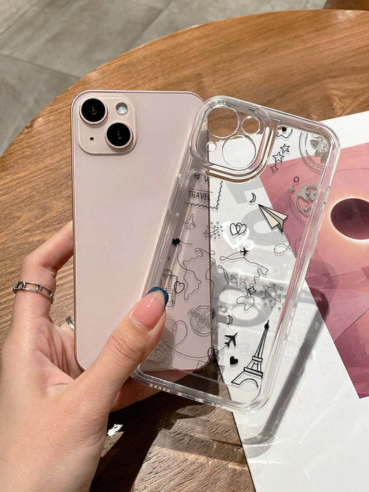Shein Funda protectora de TPU con diseño de avión de papel, anticaídas, compatible con iPhone - Quierox - Tienda Online