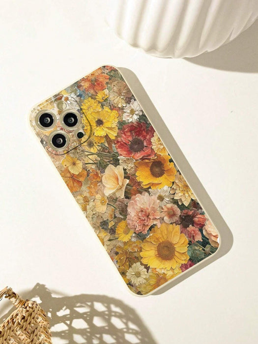 SHEIN Funda protectora de TPU suave y resistente a los golpes con diseño de girasoles de verano y manzana. - Quierox - Tienda Online