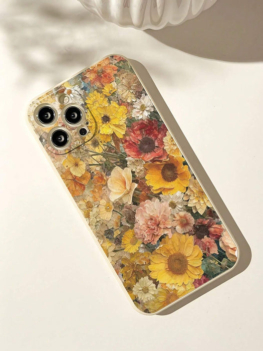 SHEIN Funda protectora de TPU suave y resistente a los golpes con diseño de girasoles de verano y manzana. - Quierox - Tienda Online