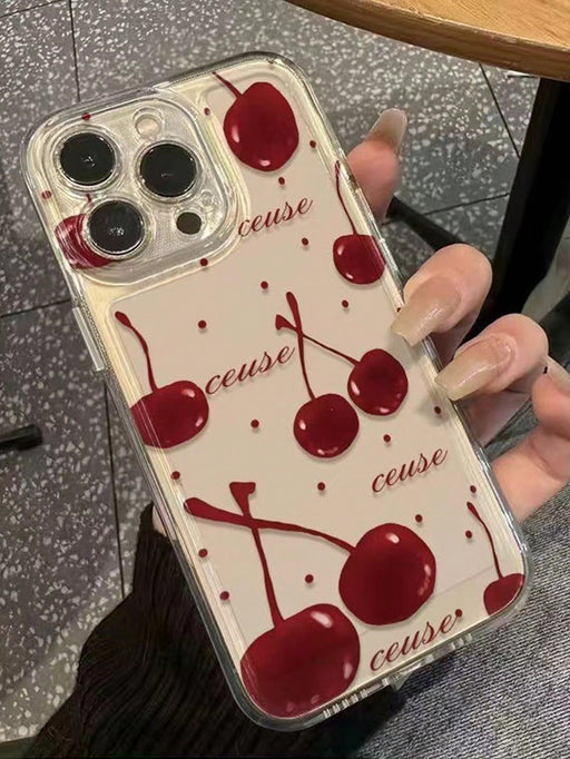 Shein Funda protectora gruesa para teléfono transparente y con diseño de cerezas para iphone XR - Quierox - Tienda Online