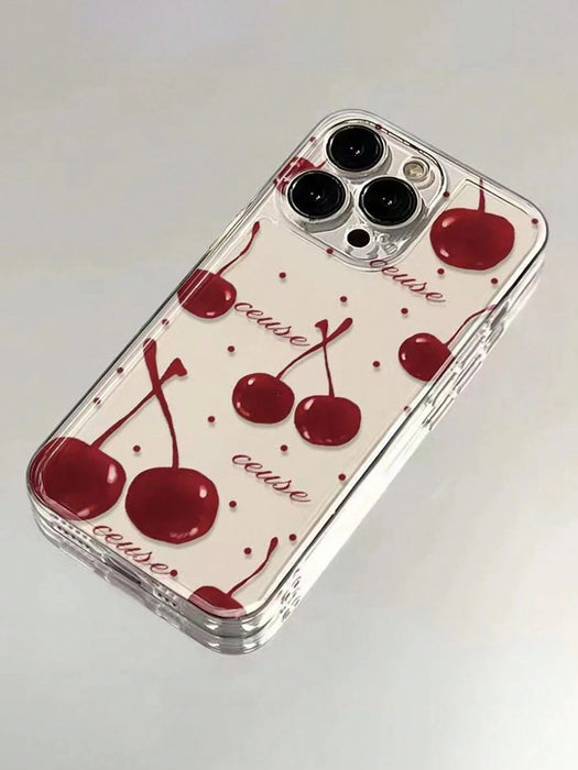 Shein Funda protectora gruesa para teléfono transparente y con diseño de cerezas para iphone XR - Quierox - Tienda Online