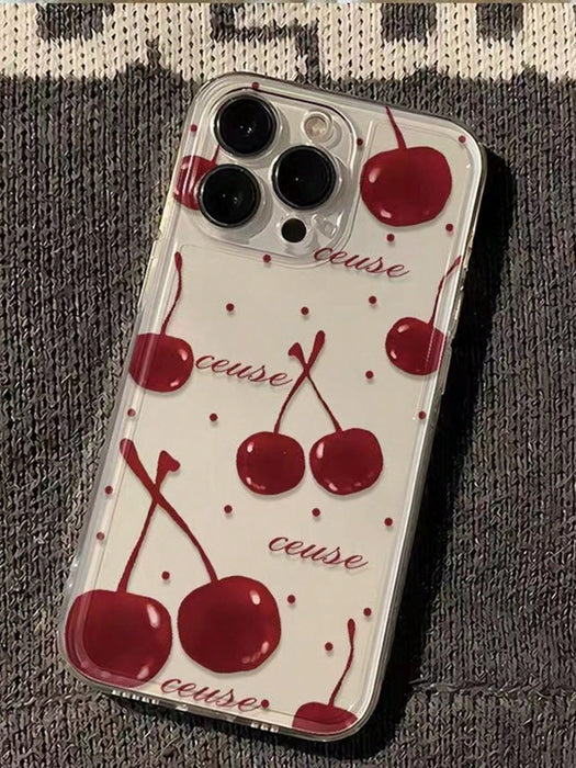 Shein Funda protectora gruesa para teléfono transparente y con diseño de cerezas para iphone XR - Quierox - Tienda Online