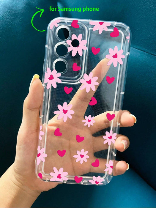 Shein Funda protectora transparente rosa veraniego de 1 pieza con diseño de corazón - Quierox - Tienda Online