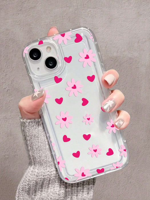 Shein Funda protectora transparente rosa veraniego de 1 pieza con diseño de corazón - Quierox - Tienda Online