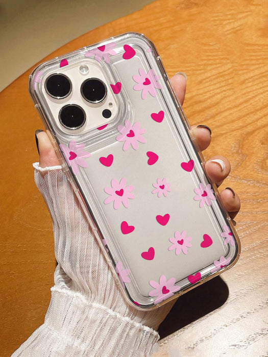 Shein Funda protectora transparente rosa veraniego de 1 pieza con diseño de corazón - Quierox - Tienda Online