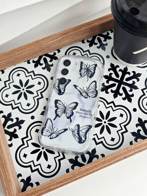 Shein Funda semitransparente creativa con diseño de mariposa negra y dibujos animados para mujer - Quierox - Tienda Online