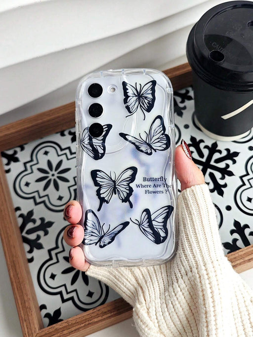 Shein Funda semitransparente creativa con diseño de mariposa negra y dibujos animados para mujer - Quierox - Tienda Online