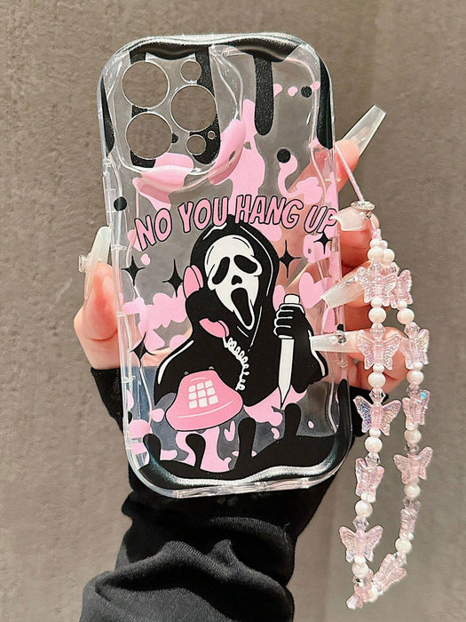 Shein Funda transparente de Halloween para Apple con diseño de calavera rosa, compatible con iPhone - Quierox - Tienda Online