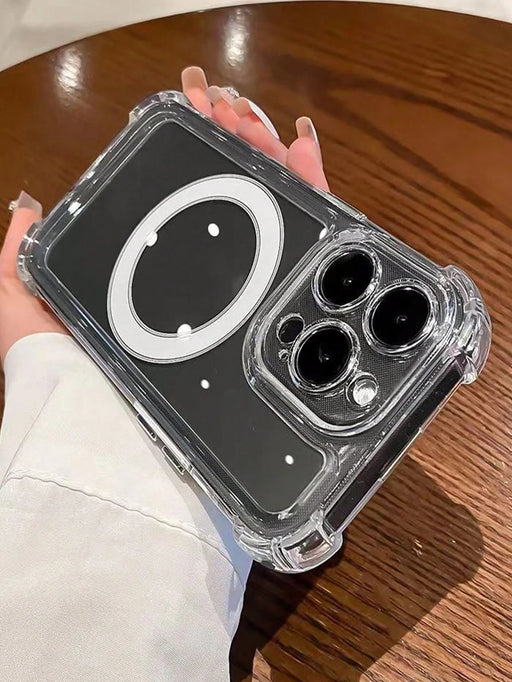 Shein Funda transparente de PC y TPU galvanizada con botones, compatible con cargador Magsafe de Apple - Quierox - Tienda Online