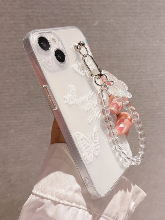 Shein Funda transparente del teléfono de la pulsera de la mariposa blanca para iphone - Quierox - Tienda Online