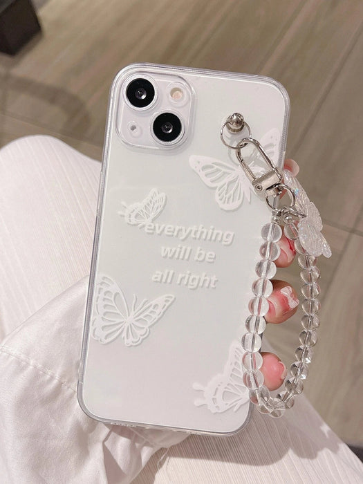 Shein Funda transparente del teléfono de la pulsera de la mariposa blanca para iphone - Quierox - Tienda Online