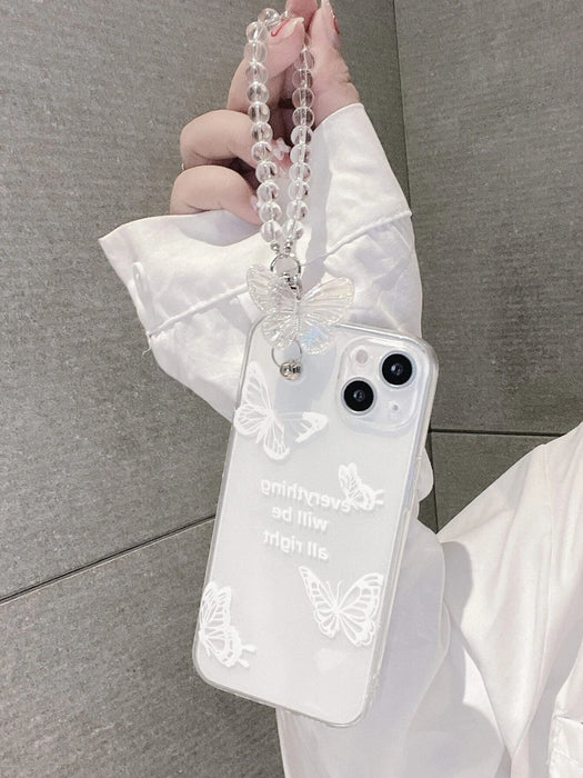 Shein Funda transparente del teléfono de la pulsera de la mariposa blanca para iphone - Quierox - Tienda Online