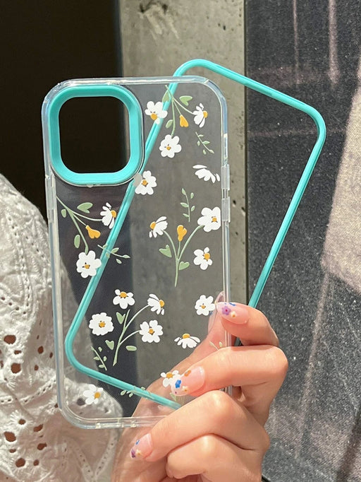 Shein Funda transparente para teléfono con estampado de flores 3 en 1 - Quierox - Tienda Online