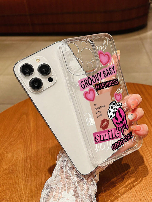 Shein Funda transparente para teléfono con letras gráficas - Quierox - Tienda Online