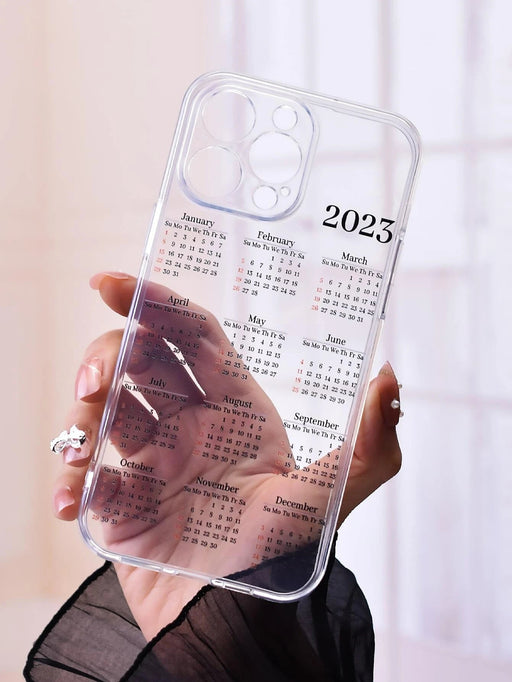 Shein Funda transparente para teléfono con patrón de calendario 2023 para iphone - Quierox - Tienda Online