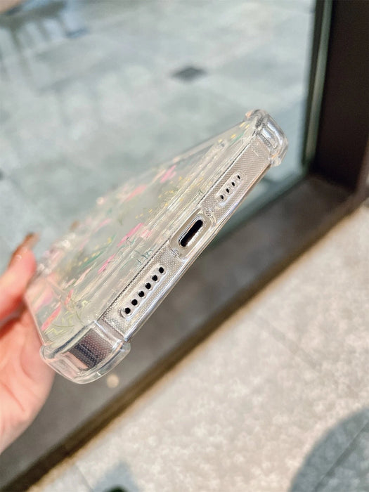 Shein Funda transparente para teléfono con ranura para tarjetas y estampado de flores - Quierox - Tienda Online