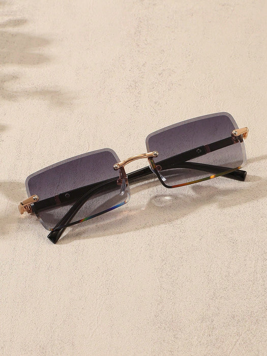 SHEIN Gafas de moda retro rectangulares sin montura para hombre y mujer - Quierox - Tienda Online