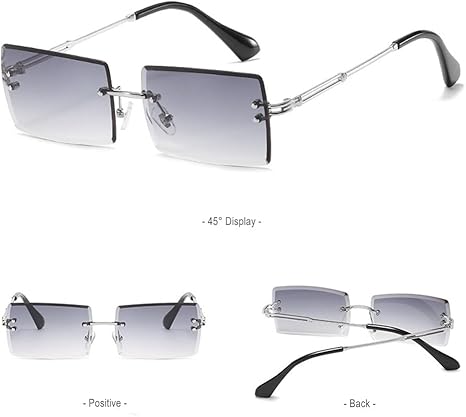 SHEIN Gafas de sol rectangulares sin montura para mujer y hombre - Quierox - Tienda Online