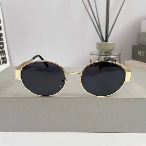 Shein Gafas ovaladas pequeñas clásicas, monturas de metal pulido, estilo de diseñador, accesorios de moda - Quierox - Tienda Online
