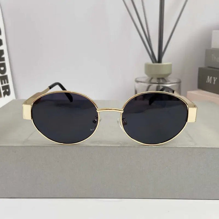 Shein Gafas ovaladas pequeñas clásicas, monturas de metal pulido, estilo de diseñador, accesorios de moda - Quierox - Tienda Online