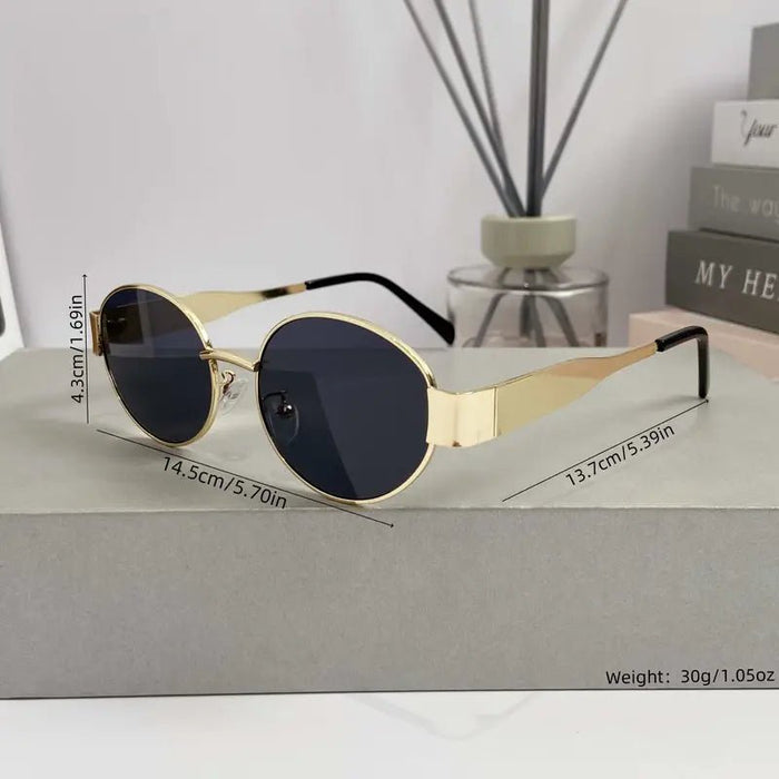 Shein Gafas ovaladas pequeñas clásicas, monturas de metal pulido, estilo de diseñador, accesorios de moda - Quierox - Tienda Online