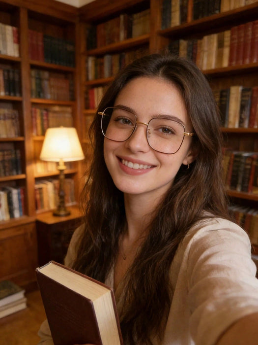 SHEIN Gafas planas de metal con montura cuadrada grande para mujer - Quierox - Tienda Online