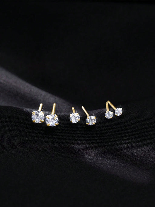 SHEIN GAGAFEEL 1 par de pendientes de botón de circonita cúbica de cuatro garras, 4mm - Quierox - Tienda Online