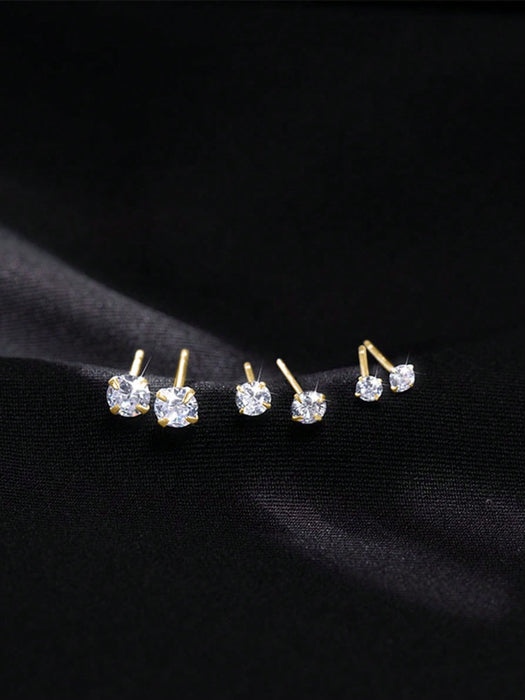 SHEIN GAGAFEEL 1 par de pendientes de botón de circonita cúbica de cuatro garras, 4mm - Quierox - Tienda Online