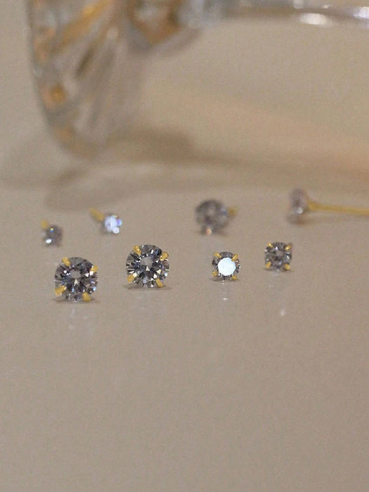 SHEIN GAGAFEEL 1 par de pendientes de botón de circonita cúbica de cuatro garras, 4mm - Quierox - Tienda Online