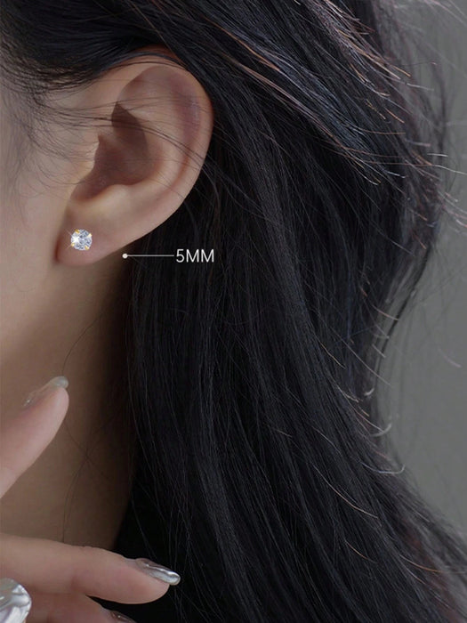 SHEIN GAGAFEEL 1 par de pendientes de botón de circonita cúbica de cuatro garras, 4mm - Quierox - Tienda Online