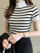 SHEIN Gaivellea Top de punto ajustado con cuello alto y estampado de rayas - Quierox - Tienda Online
