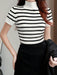 SHEIN Gaivellea Top de punto ajustado con cuello alto y estampado de rayas - Quierox - Tienda Online