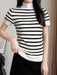 SHEIN Gaivellea Top de punto ajustado con cuello alto y estampado de rayas - Quierox - Tienda Online