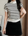 SHEIN Gaivellea Top de punto ajustado con cuello alto y estampado de rayas - Quierox - Tienda Online