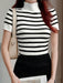 SHEIN Gaivellea Top de punto ajustado con cuello alto y estampado de rayas - Quierox - Tienda Online