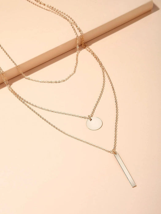 Shein Gargantilla bohemia de oro delicado con 3 capas y colgante de lentejuelas cadena larga - Quierox - Tienda Online