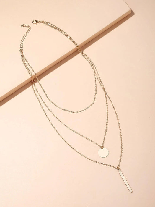 Shein Gargantilla bohemia de oro delicado con 3 capas y colgante de lentejuelas cadena larga - Quierox - Tienda Online