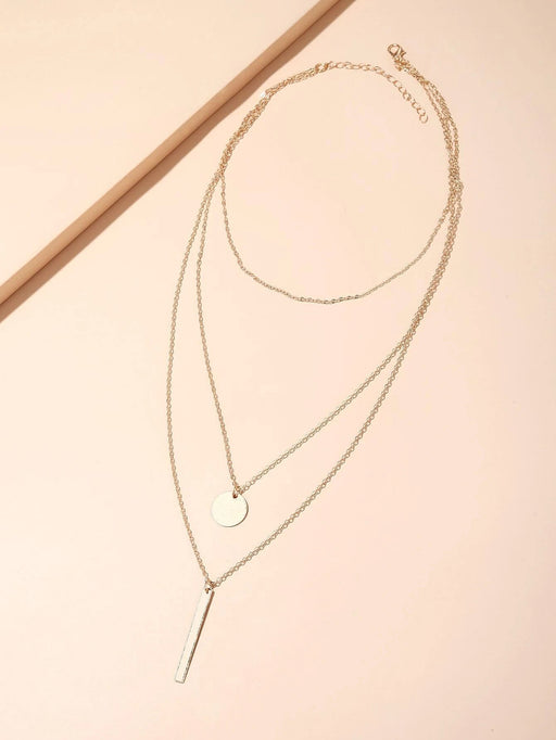 Shein Gargantilla bohemia de oro delicado con 3 capas y colgante de lentejuelas cadena larga - Quierox - Tienda Online