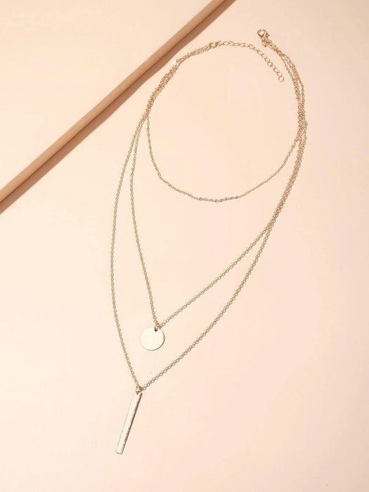 Shein Gargantilla bohemia de oro delicado con 3 capas y colgante de lentejuelas cadena larga - Quierox - Tienda Online