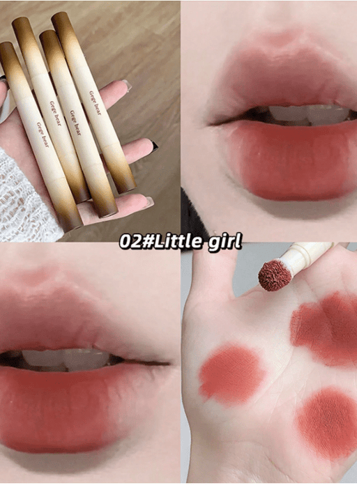SHEIN Gege Bear 1 pieza Lápiz Labial Rotativo - Mate de Terciopelo GX1256-2 marrón rojizo - Quierox - Tienda Online