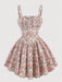 SHEIN Girlism Vestido rosa con estampado floral y escote fruncido para niñas preadolescentes - Quierox - Tienda Online
