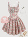 SHEIN Girlism Vestido rosa con estampado floral y escote fruncido para niñas preadolescentes - Quierox - Tienda Online