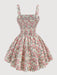 SHEIN Girlism Vestido rosa con estampado floral y escote fruncido para niñas preadolescentes - Quierox - Tienda Online