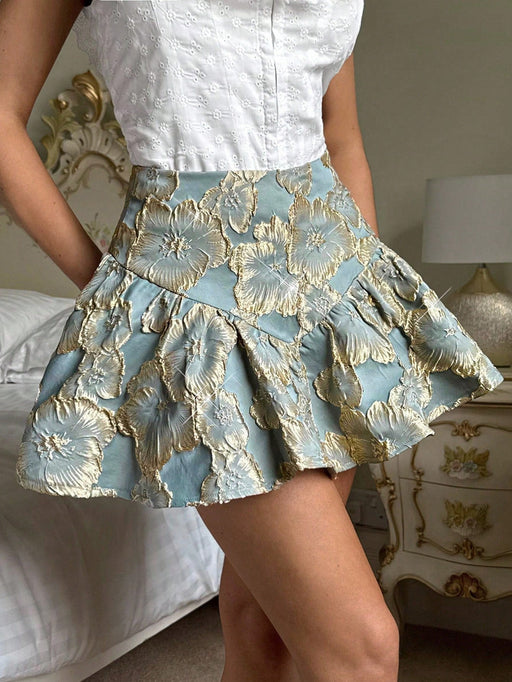 SHEIN Glamine Falda mini elegante de estilo palaciego con jacquard - Quierox - Tienda Online