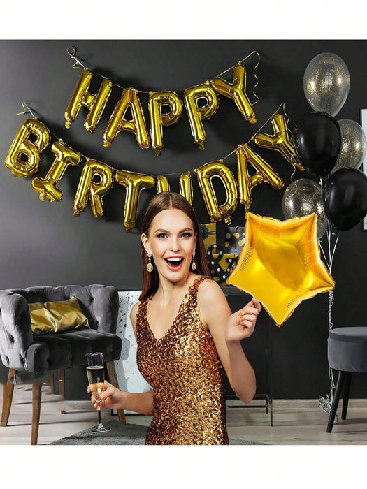 Shein Globos de aluminio con letras de feliz cumpleaños, decoraciones para fiestas con inflador y cuerdas, 16" - Quierox - Tienda Online